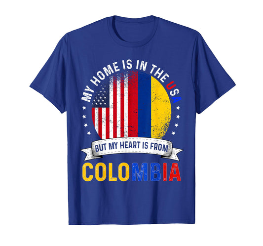 Colombian American Patriot Heart is from Colombia Flag T-Shirt Small