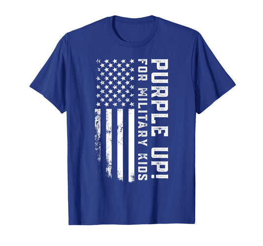 US Flag Purple Up for Military Kids T-Shirt