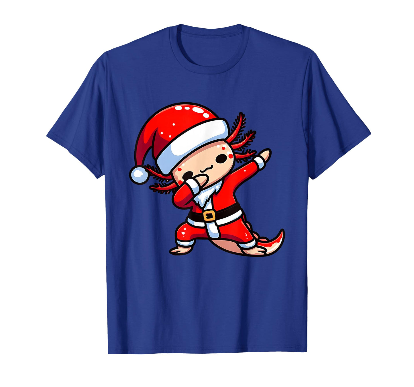 Dabbing Axolotl Santa Claus Hat Kids Boys Christmas Pajama T-Shirt