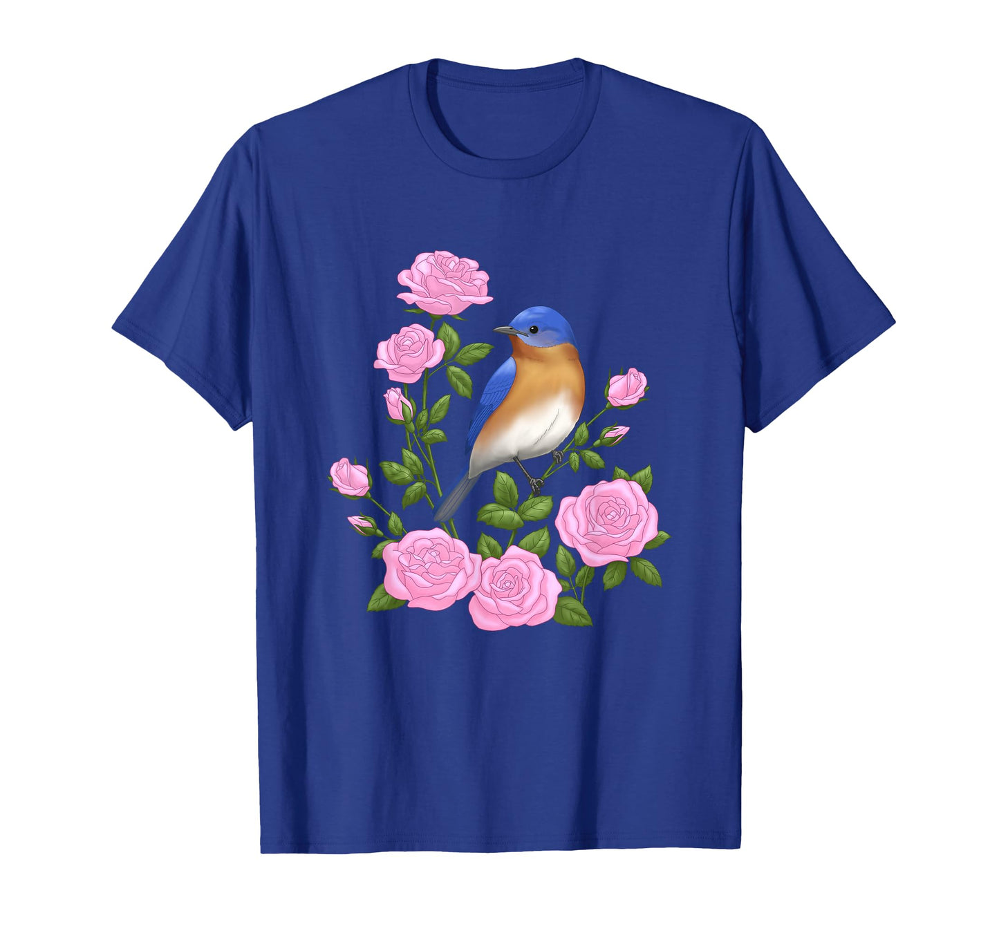 Eastern Bluebird and Pretty Pink Roses T-Shirt