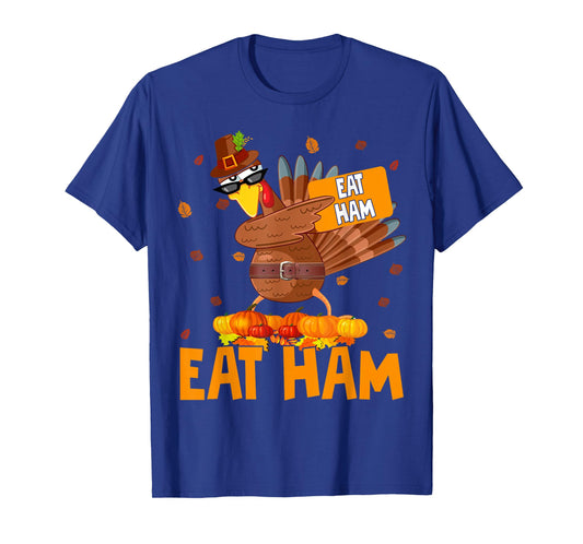 Thanksgiving Eat Ham Funny Turkey Dabbing Autumn Pumpkin T-Shirt