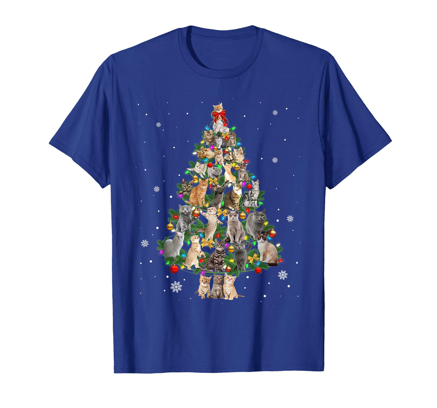 Cat Christmas Cats Tree Lights Funny Gift T-Shirt