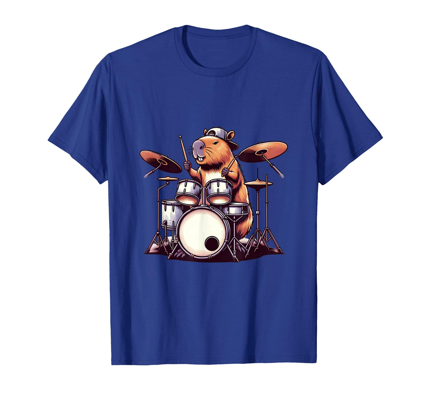 Capybara Playing Drums Drumming Lover Graphic Funny Drummer T-Shirt
