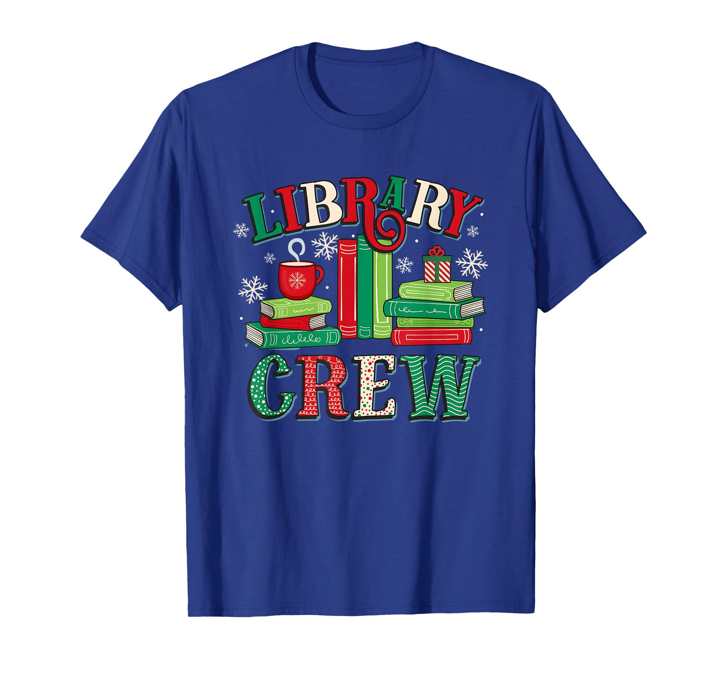 Library Crew Book Lovers Reader Teacher Librarian Christmas T-Shirt