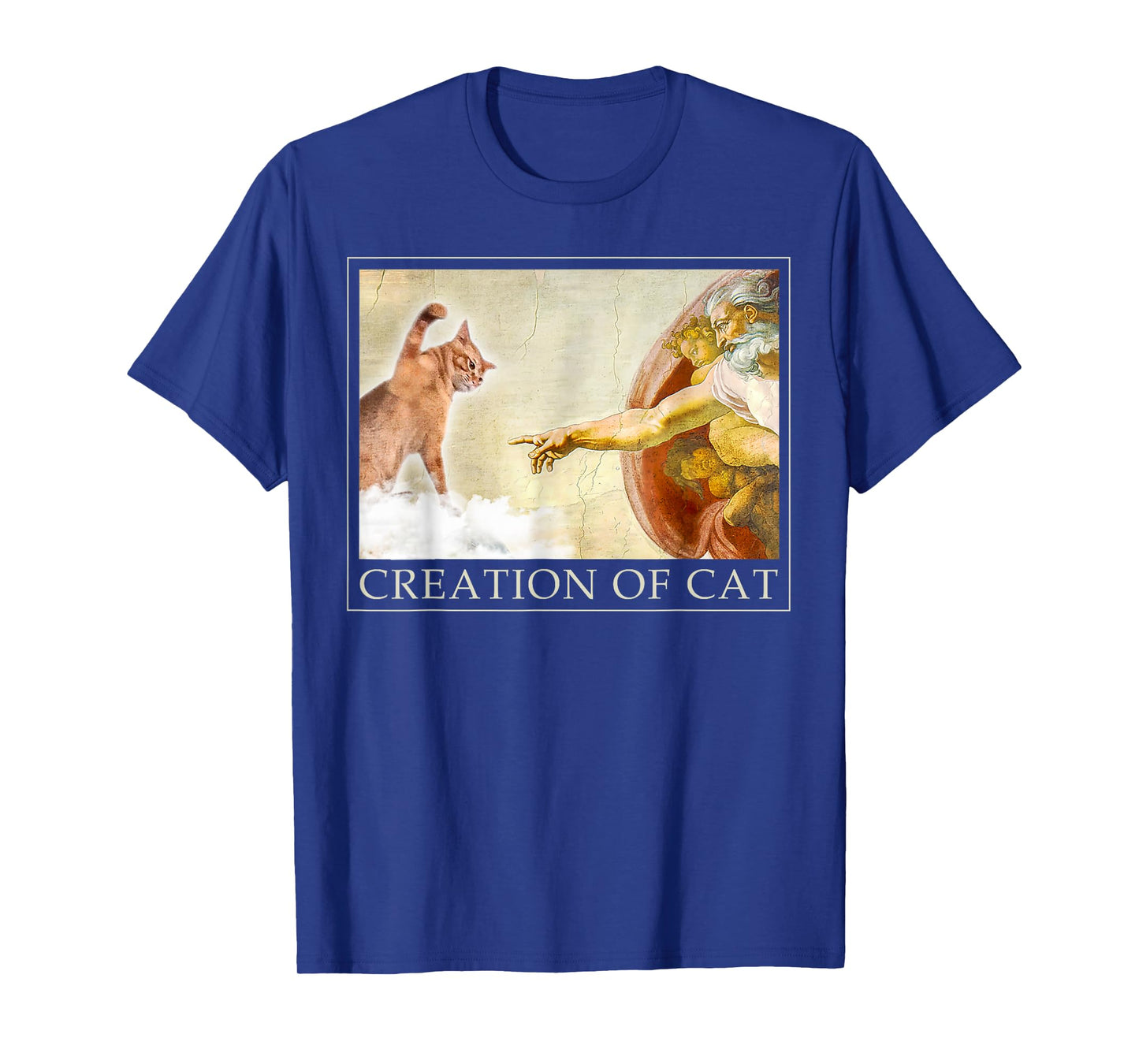 Funny Cat God Creation of Adam Meme Michelangelo Jesus Art T-Shirt