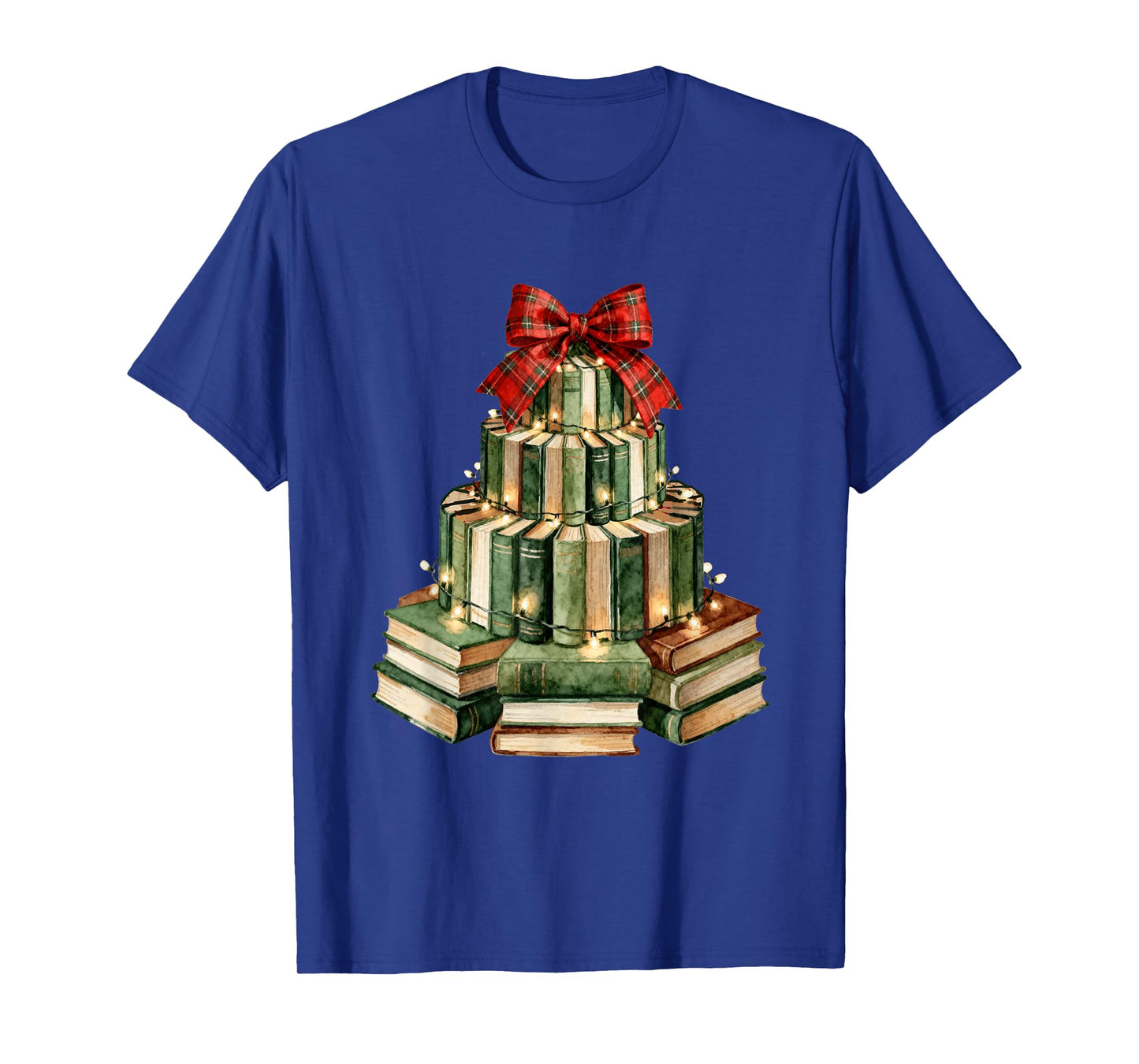 Christmas Book Tree Coquette Bow Xmas Reading Librarian Girl T-Shirt