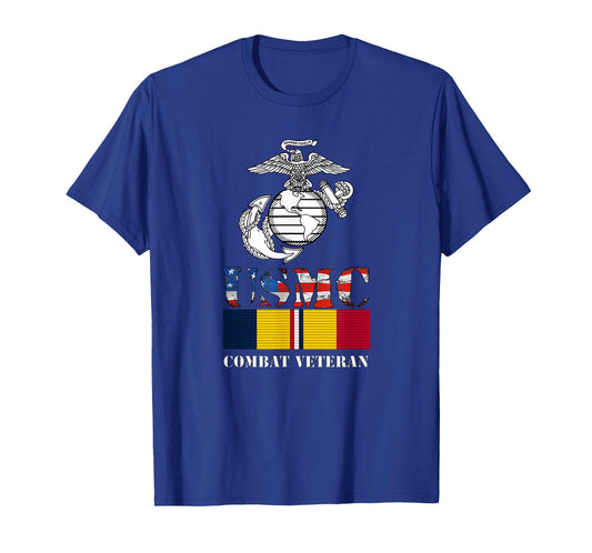 American Flag Combat Action Ribbon Vet T-Shirt