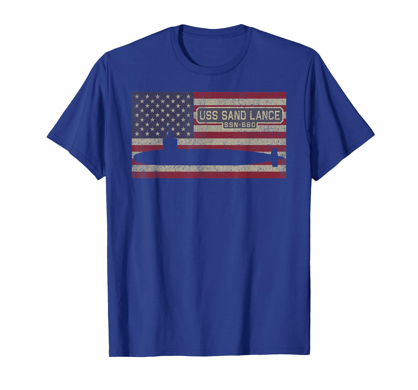USS Sand Lance SSN-660 Submarine USA Flag T-Shirt
