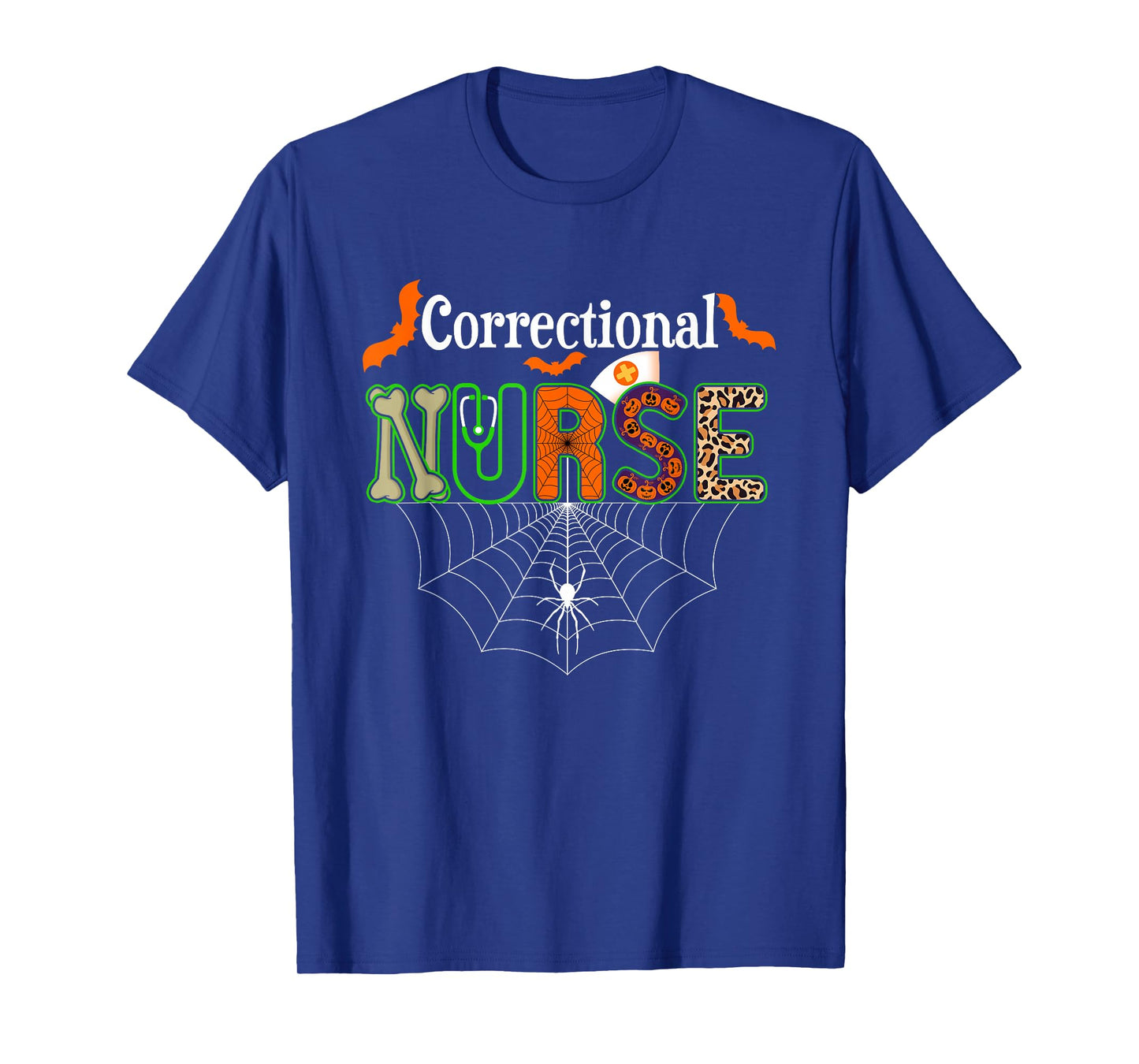 Correctional Nurse Halloween Pumpkin Leopard Stethoscope T-Shirt