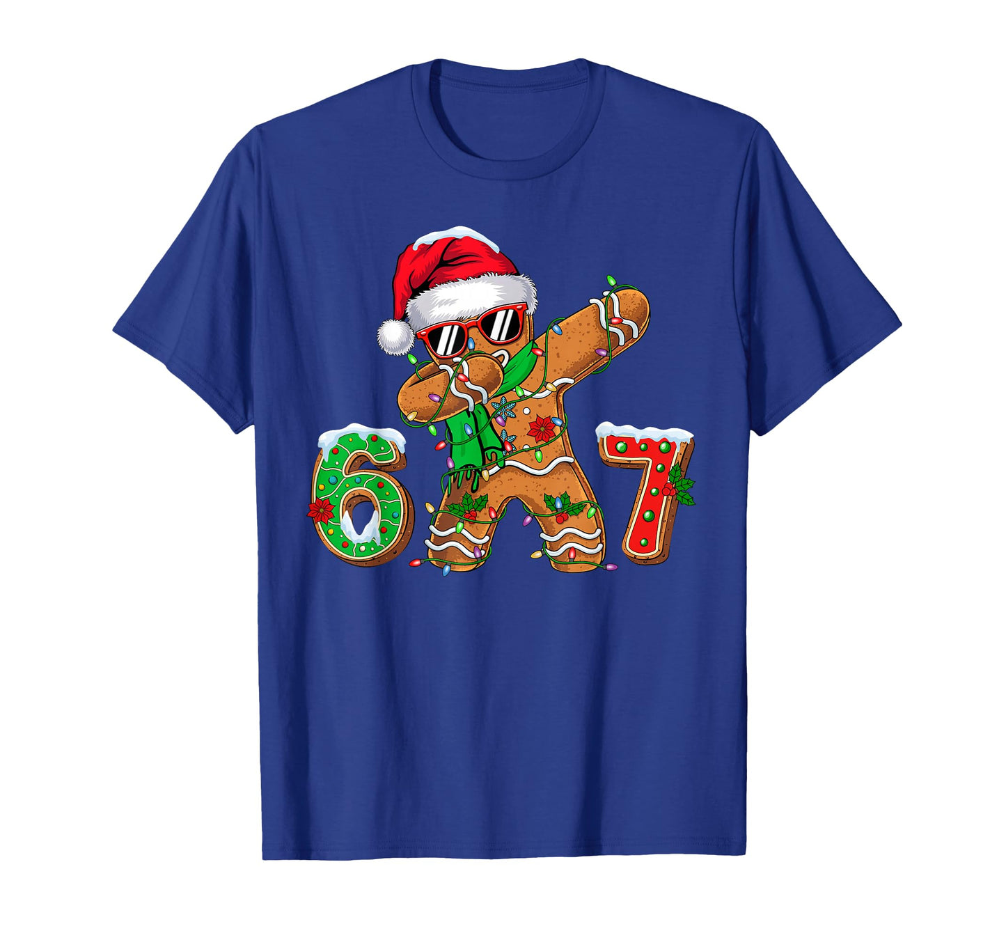 Funny Gingerbread Dabbing Six Seven 67 Meme Christmas Boys T-Shirt