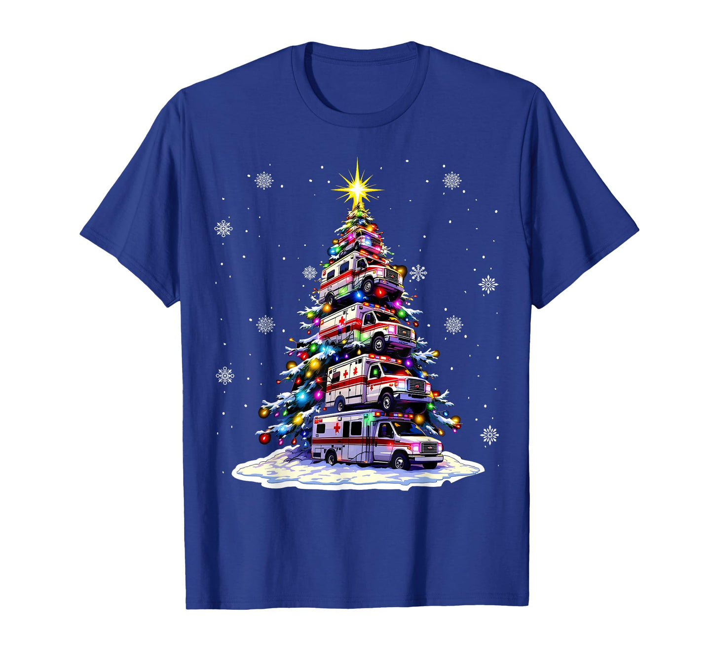 Ambulance Christmas Tree Funny Holiday EMS Medical Workers T-Shirt
