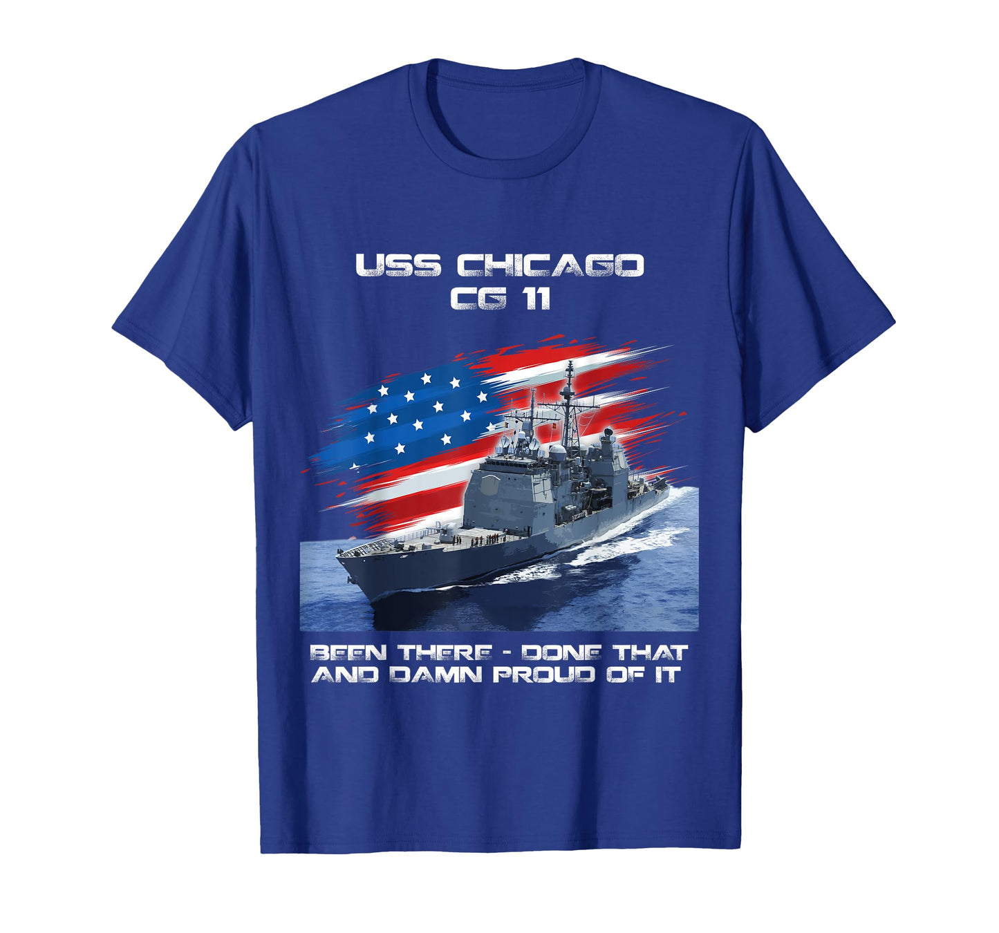 USS Chicago CG-11 Class Cruiser American Flag Veteran Xmas T-Shirt for Women Men