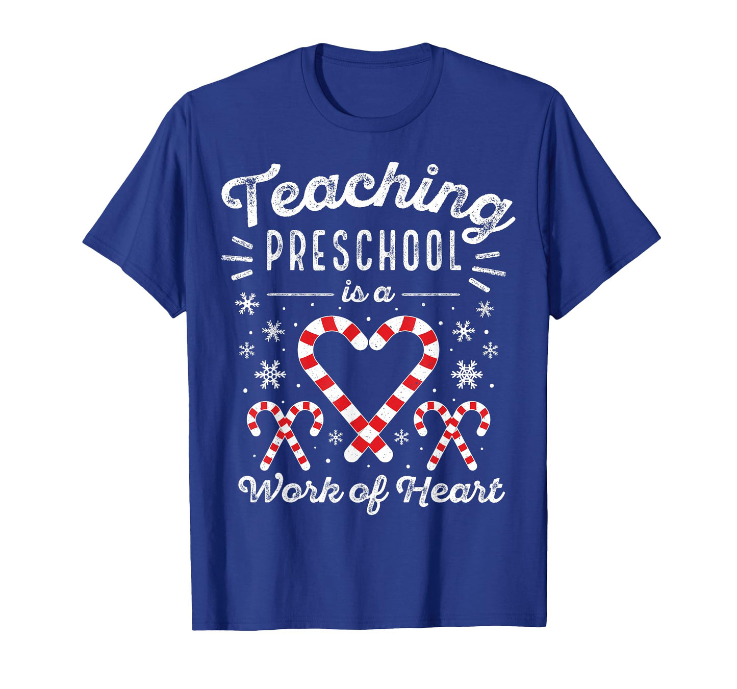 Christmas Candy Cane Work of Heart Pre-K & Preschool Teacher T-Shirt for Men Women Kids