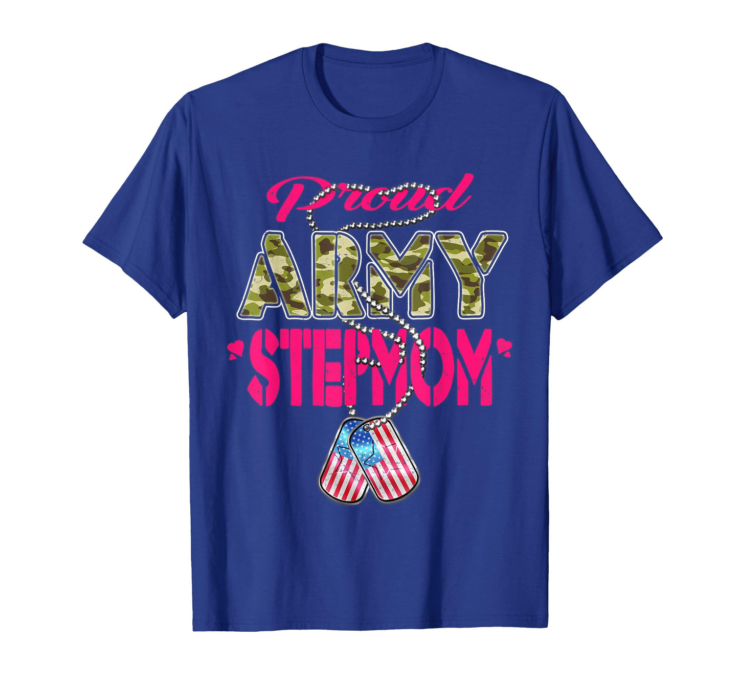 Proud Army Stepmom US Flag Camo Dog Tags Military Stepmother T-Shirt