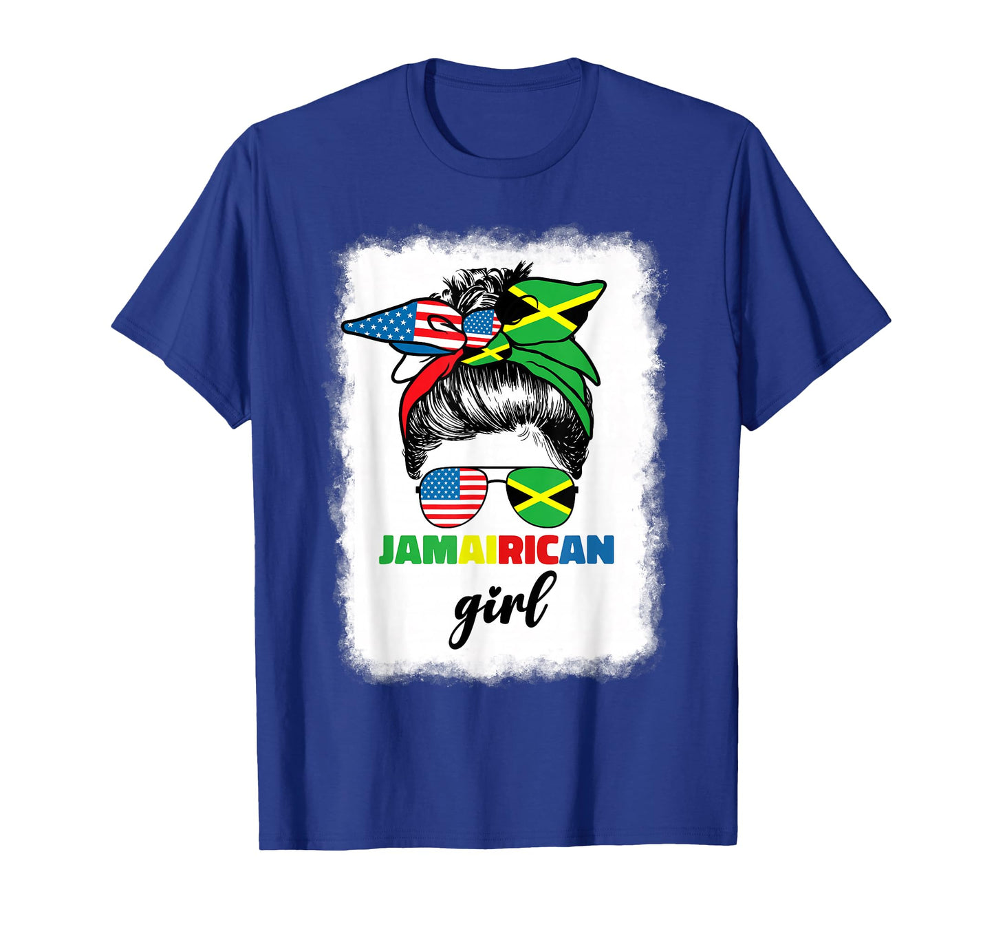 Half American Jamaican America Jamaica Flag JamaiRican Girl T-Shirt