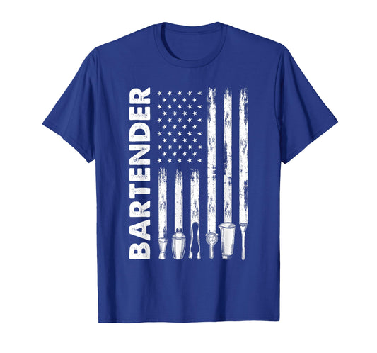 American Flag Bartender Funny Bartending Barkeep T-Shirt