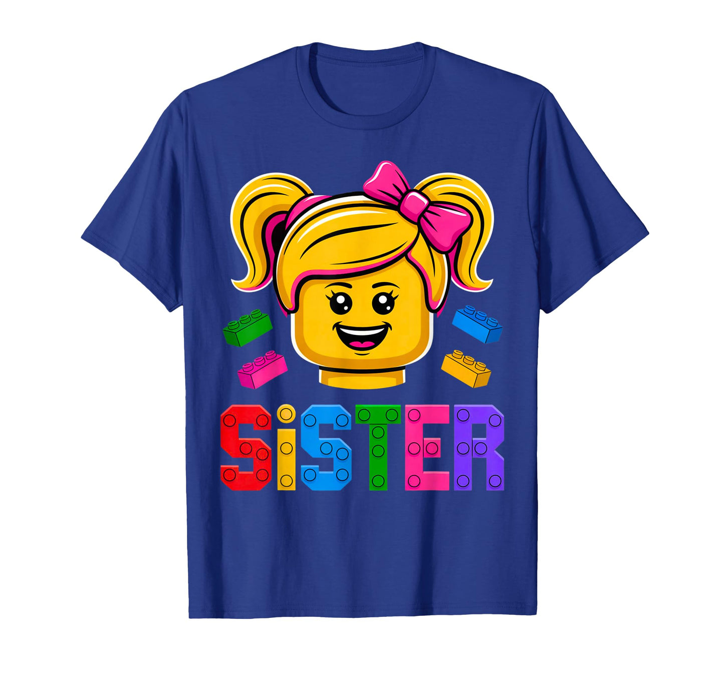 Family Sister Master Builder Building Bricks Blocks Girls T-Shirt