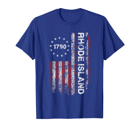 1790 Rhode Island State US Flag Vintage For Men Women Youth T-Shirt