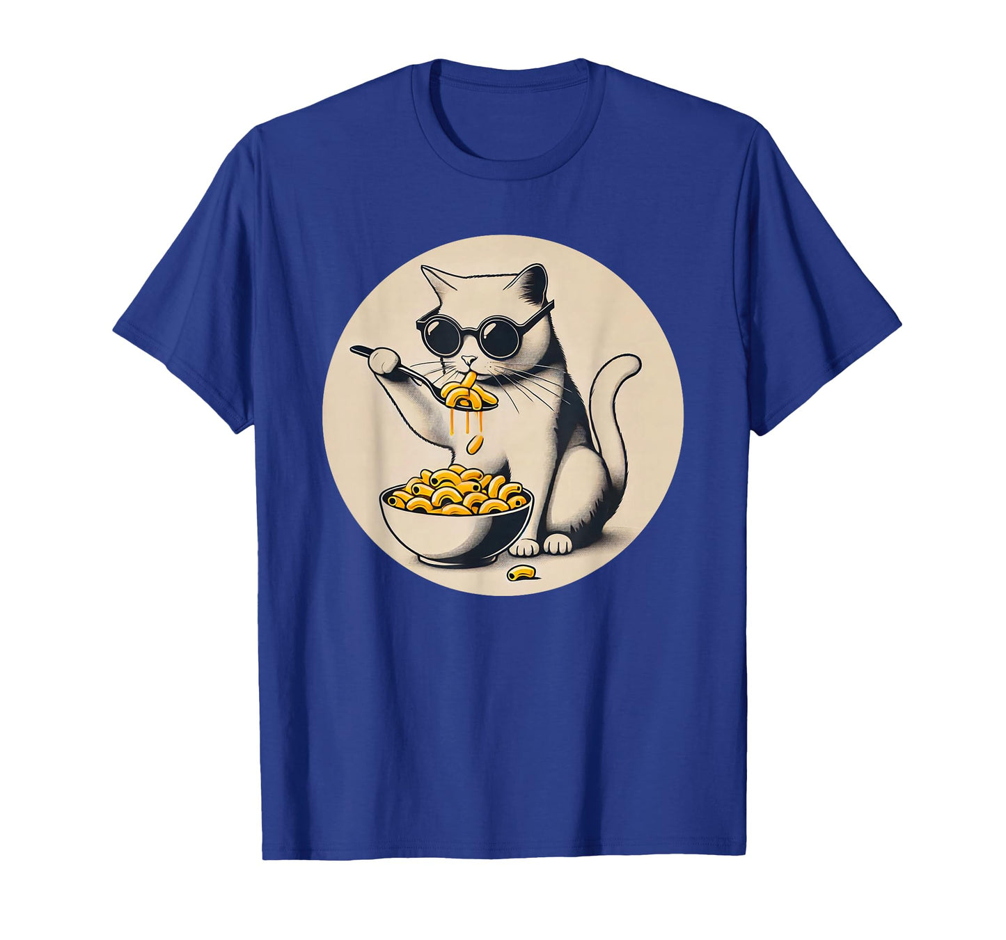 Cat Eating Mac and Cheese Men Women Girls Kids T-Shirt