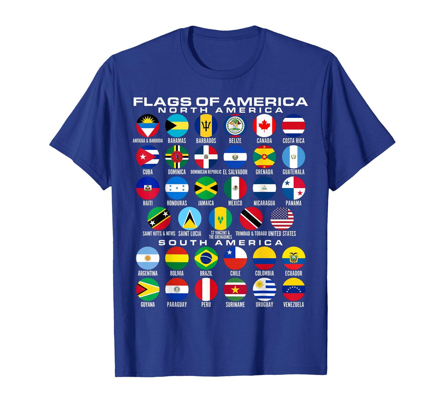 Flags of America 35 Flags North & South American Geography T-Shirt