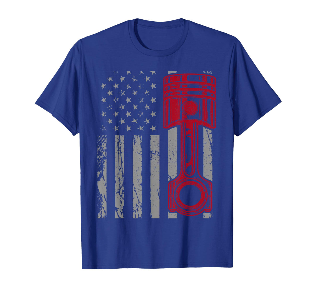 Car Mechanic Piston US Flag Auto Engine Patriotic Garage Guy T-Shirt