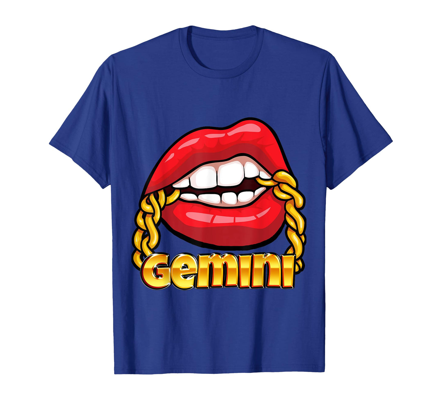 Juicy Lips Gold Chain Gemini Zodiac Sign T-Shirt