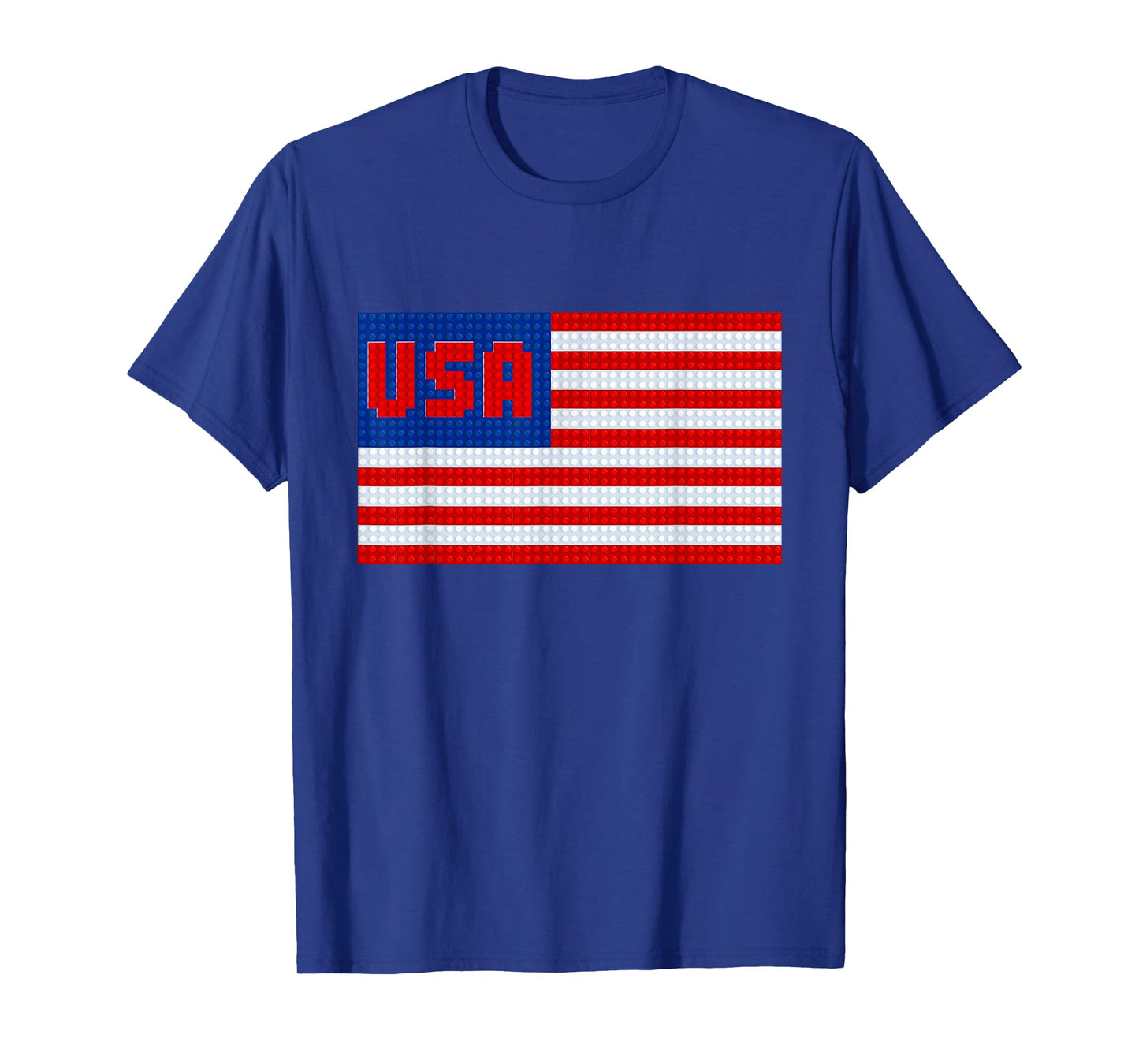 USA Flag - Patriotic Brick Builder Block Building T-Shirt