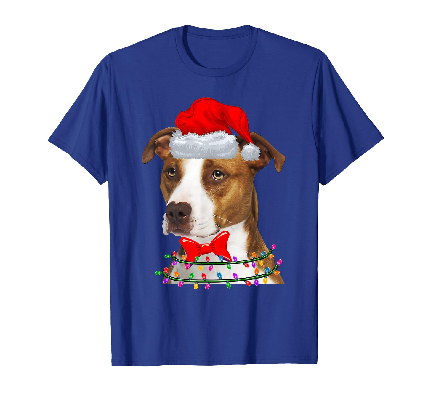 Christmas Lights Pitbull Wearing Xmas Hat - Cute Dog Lover T-Shirt