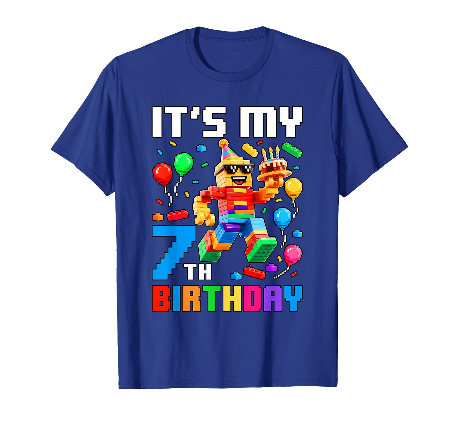 It's My 7th Birthday Building Brick 7 Years Old Boys Kids T-Shirt