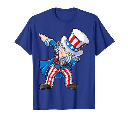 Dabbing Uncle Sam 4th of July Kids Boys Men Funny Dab Dance T-Shirt