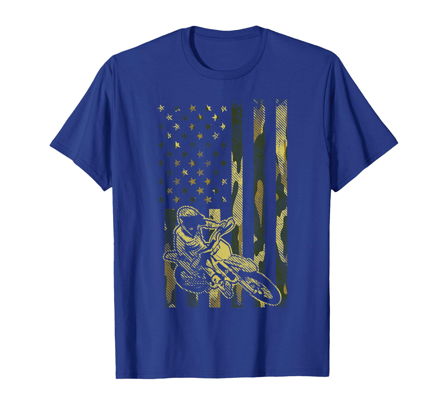 Camo American Flag Dirt Bike Vintage Motocross Racing Gift T-Shirt