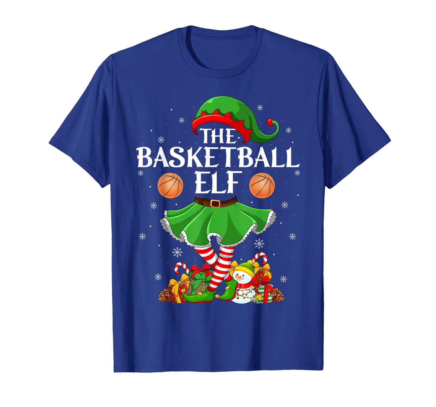 Basketball Elf Christmas Family Elf Squad Xmas Girls Women T-Shirt