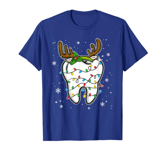 Christmas Dentist Dental Tooth Light Xmas T-Shirt