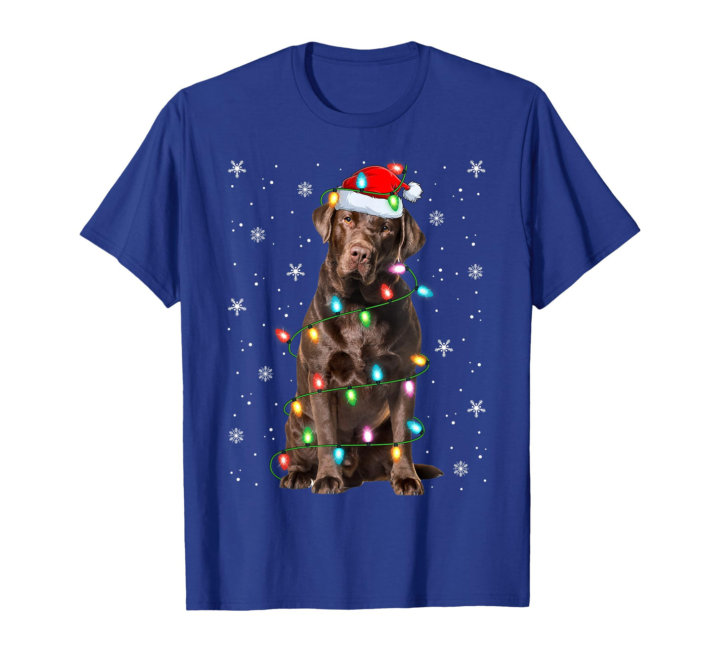 Chocolate Lab Labrador Retriever Dog Christmas Lights Xmas T-Shirt