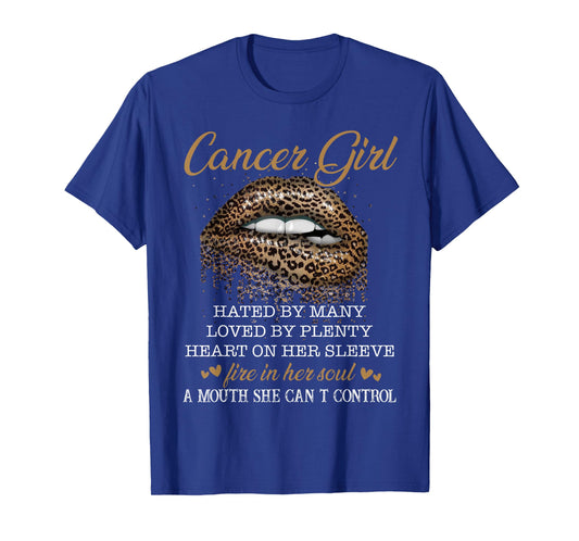 Birthday Gifts For Cancer Zodiac Girl Woman With Leopard Lip T-Shirt