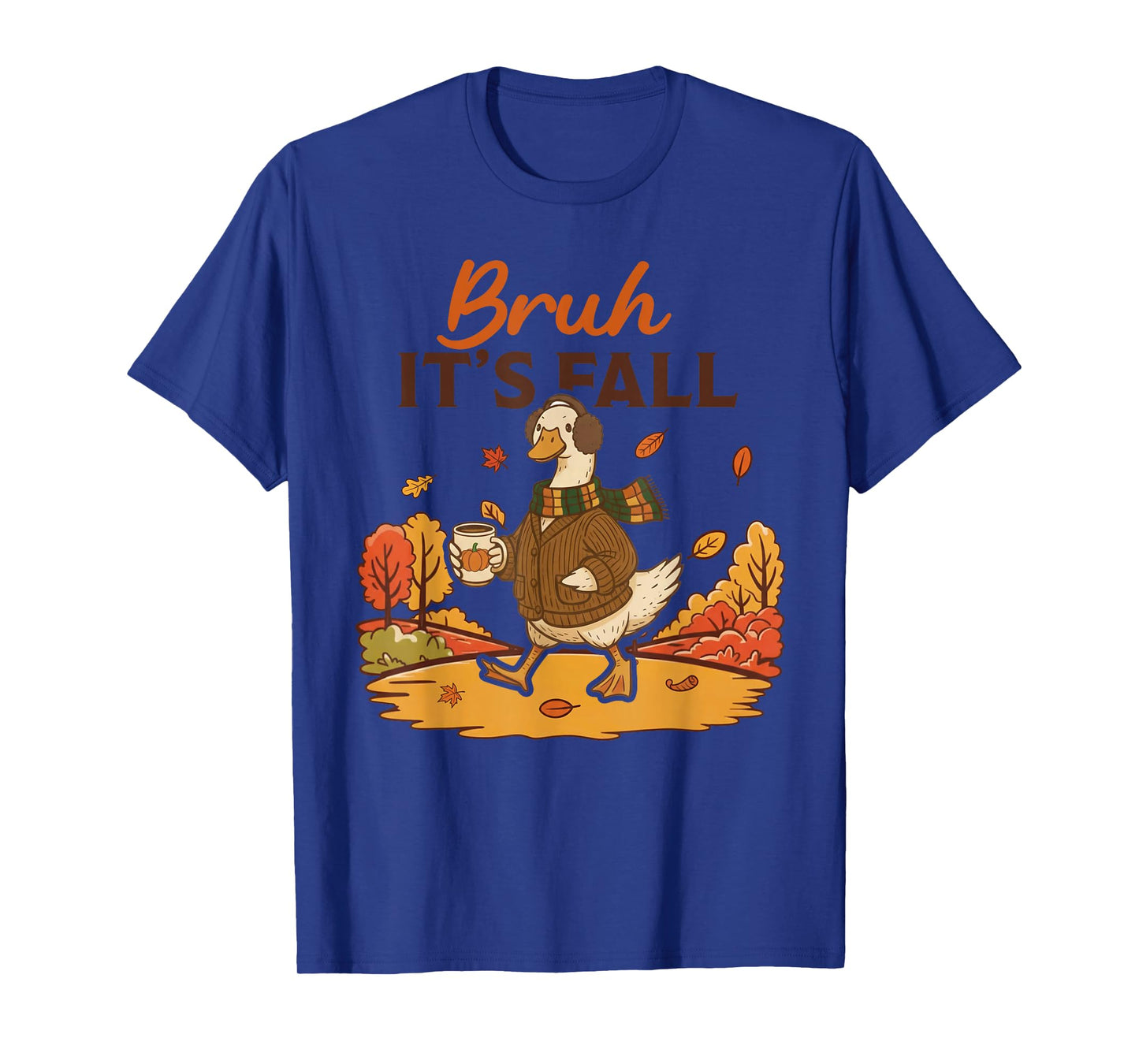 Cute Fall Goose Autumn Leaves Cozy Sweater Weather T-Shirt