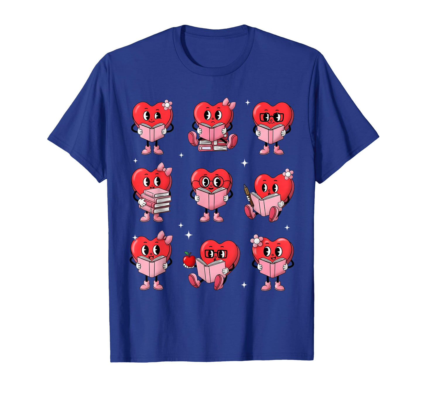 Heart Reading Books Valentine Teacher Boy Girl Book Lover T-Shirt