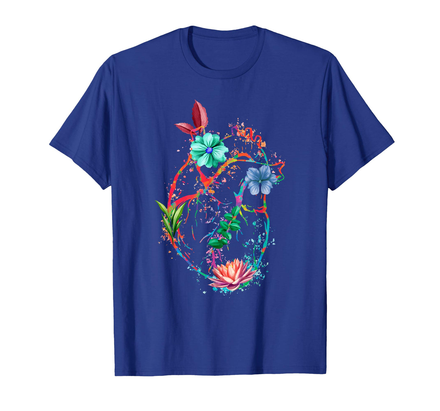 Anatomical Heart And Flowers Funny Men Women Cardiologist T-Shirt