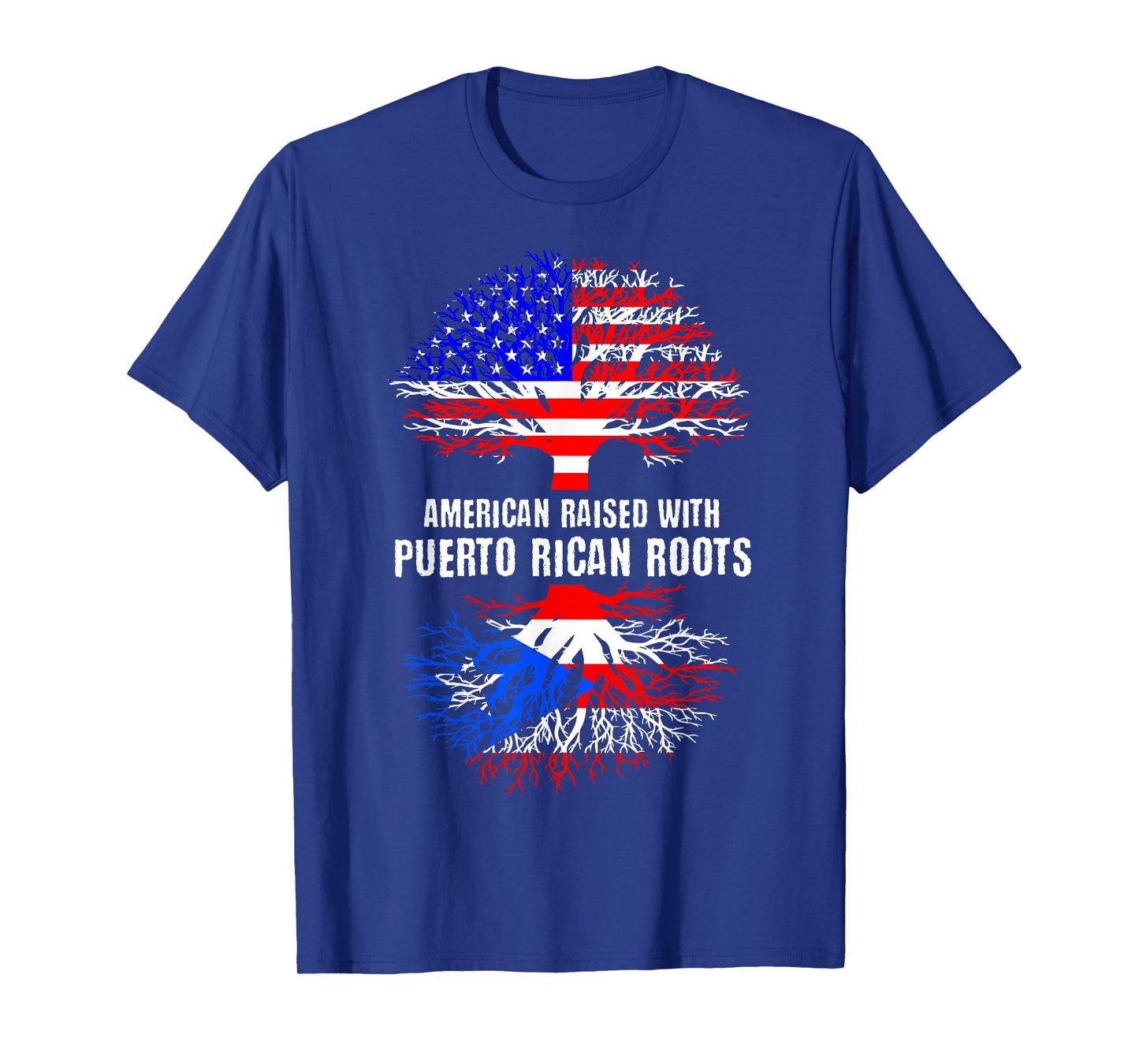 American Raised with Puerto Rican Roots USA Flag Puerto Rico T-Shirt Small