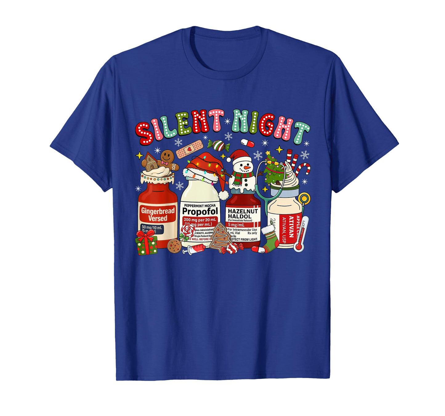 Christmas Nurse Peppermint Mocha Propofol ICU RN ED ER Nurse T-Shirt
