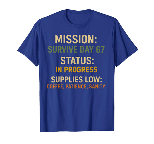 67th Day of School Teacher Coffee Funny 6 7 Meme Six Seven T-Shirt