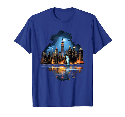 New York City Downtown Skyline Statue of Liberty NYC T-Shirt