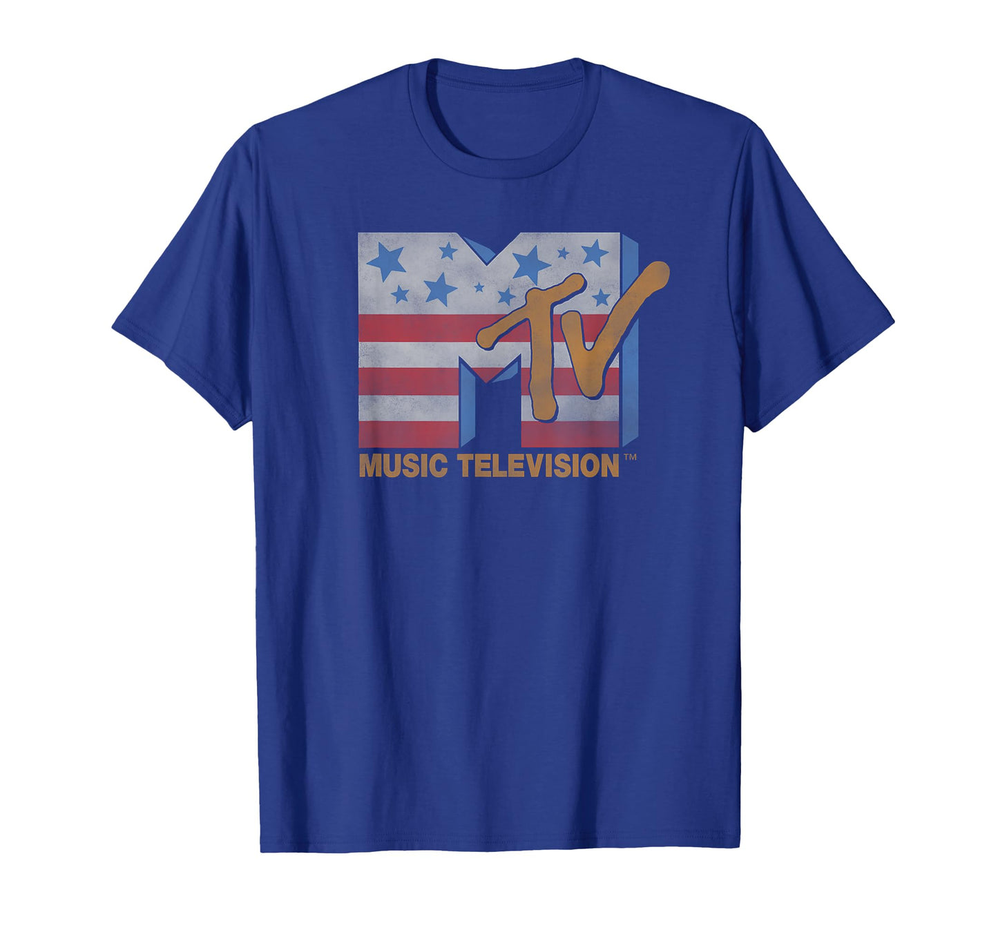 MTV Music Television American Flag Vintage Classic Logo T-Shirt