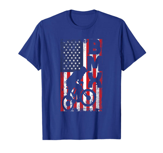 American Flag BMX Racing Extreme Sport Riding Cool Bike Ride T-Shirt