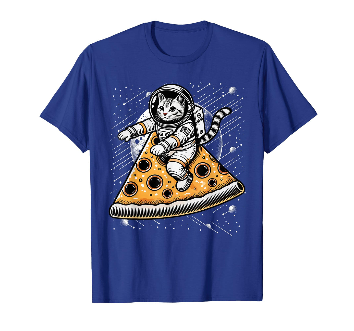 Funny Cat Flying A Pizza Astronaut Kitten Space T-Shirt