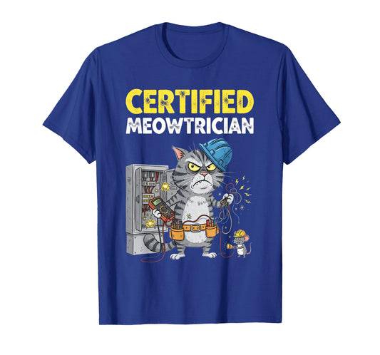 Certified Meowtrician Cat Electric Electrician T-Shirt