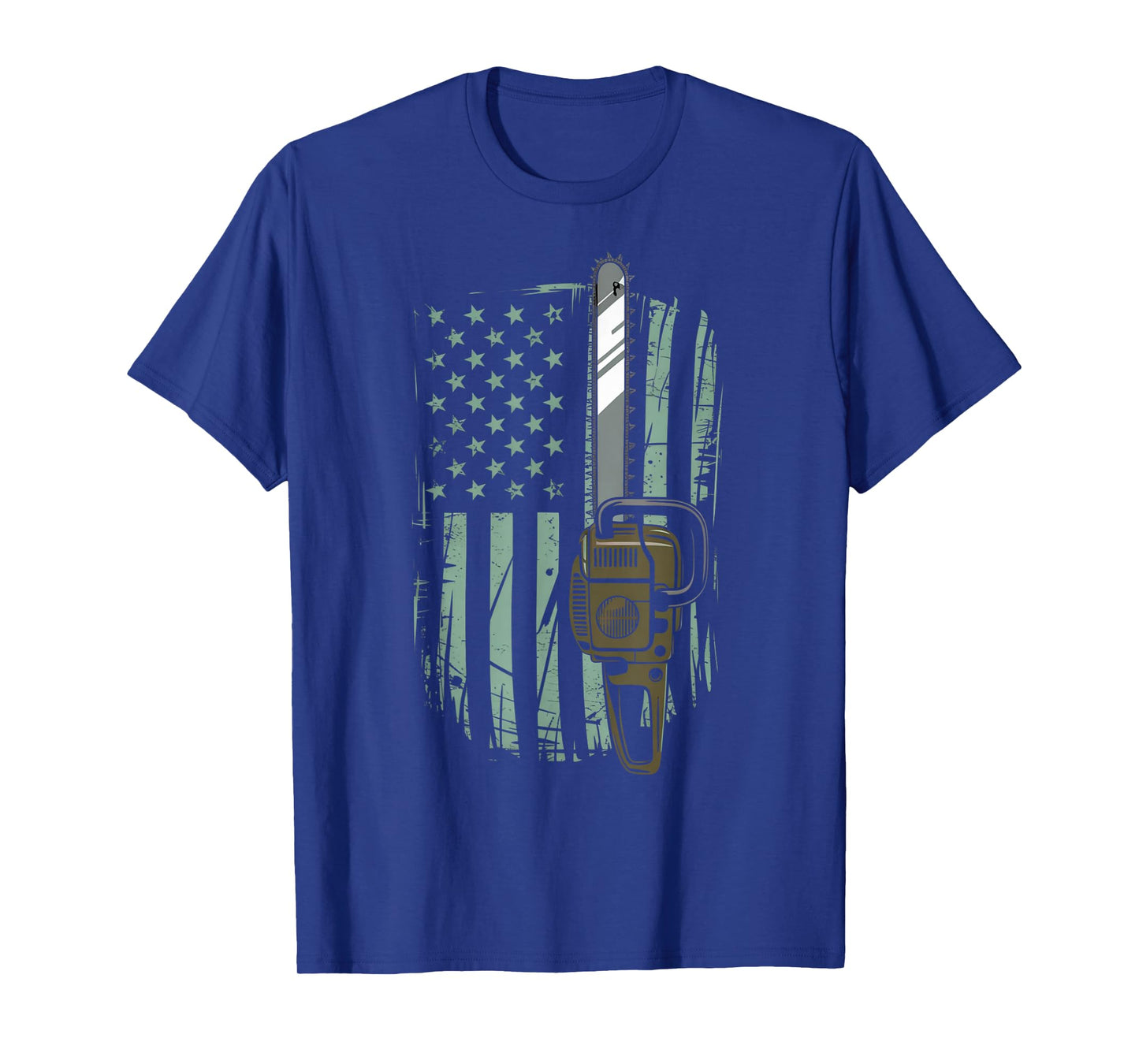 Chainsaw American Flag Funny Independence Day - Woodworker T-Shirt