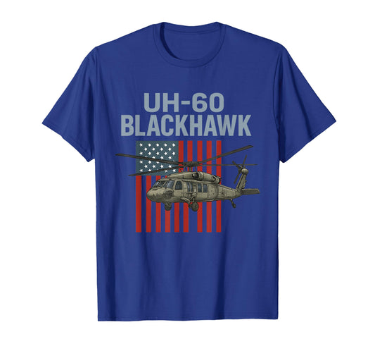 UH-60 BlackHawk Military Helicopter Aviation American Flag T-Shirt