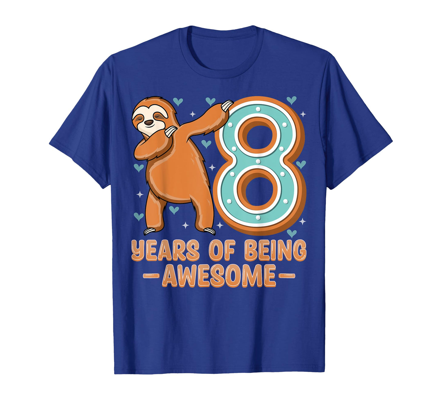 8 Years Of Being Awesome Sloth Dabbing 8th Birthday Kids T-Shirt