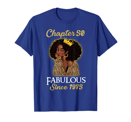 Chapter 50 Fabulous Since 1975 50th Birthday Girls Leopard T-Shirt